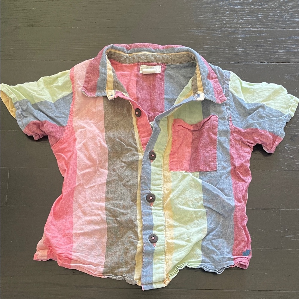 Blue Rooster New York Kids Short-Sleeve Multicolor Striped Button-Down Shirt